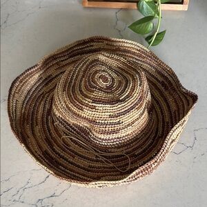 Helen Kaminski Brown and Tan Woven Sun Hat